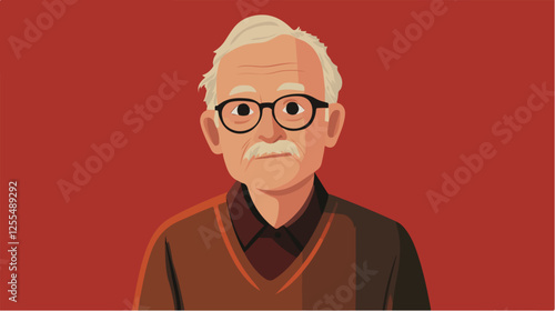 Illustration of an elderly man. Pensioner. Grandfather.