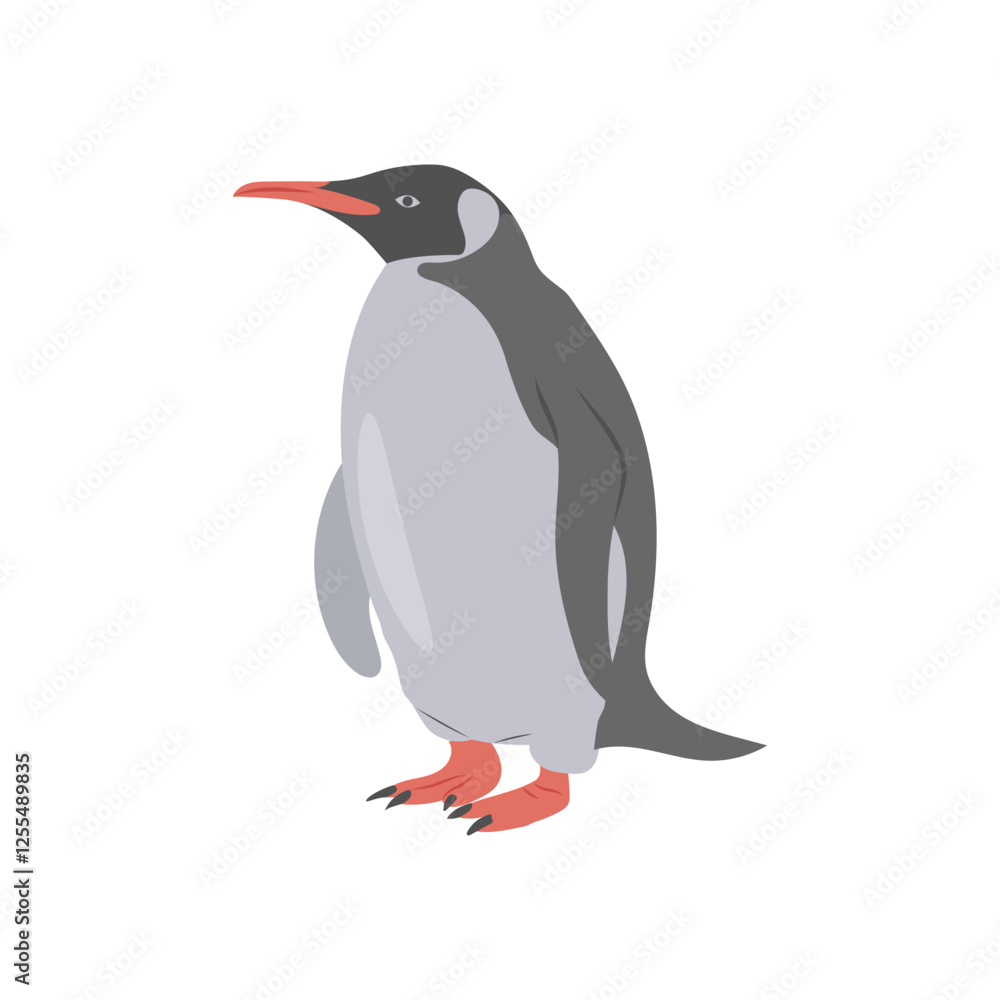 Obraz premium Penguin, African Symbols Illustration