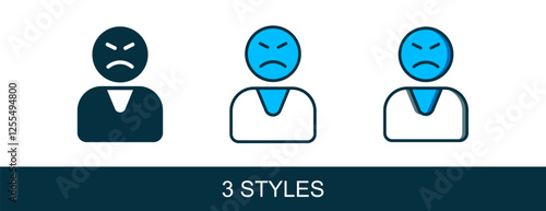 Filled outline Angry customer icon isolated on white background. Vector