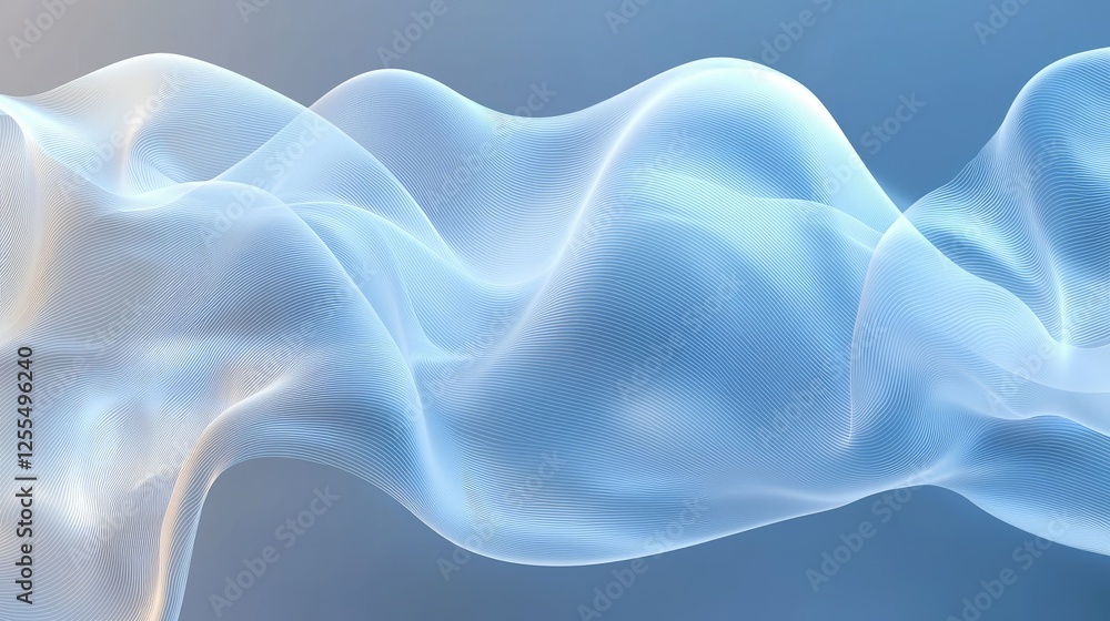 Obraz premium Abstract Blue Wave Lines Digital Art