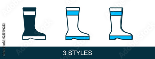 Filled outline Fishing boots icon isolated on white background. Waterproof rubber boot. Gumboots for rainy weather, fishing, hunter, gardening. Vector