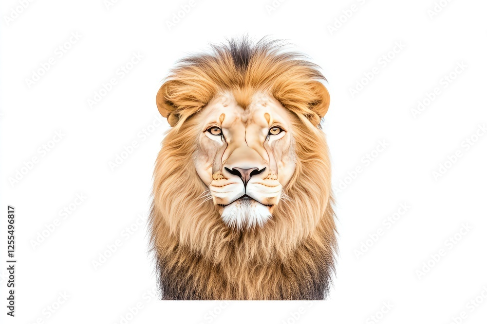 Majestic lion portrait showcasing detailed facial features and mane Majestic lion portrait showcasing detailed facial features and mane