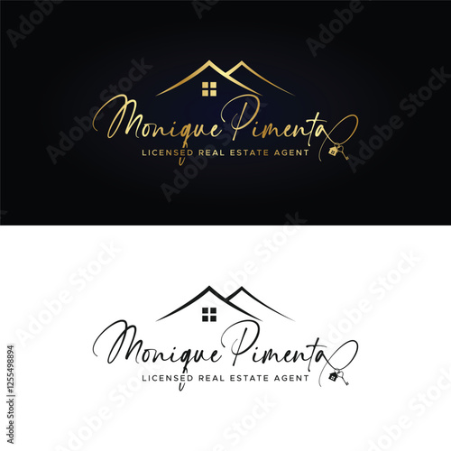 Black Gold and White Real Estate Logo vector template