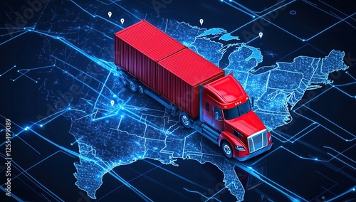 Obraz na płótnie Smart Trucking: Logistics Across the Nation w salonie