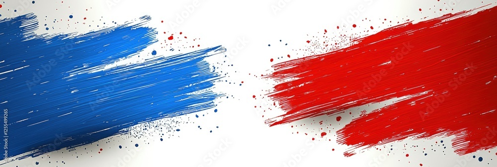 Abstract Red and Blue Paint Strokes on White Background Abstract Red and Blue Paint Strokes on White Background