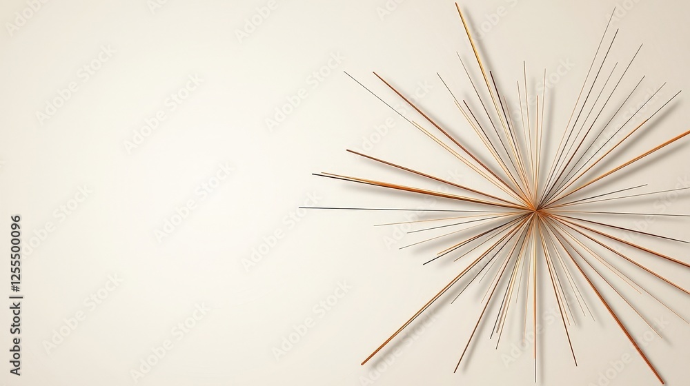 Obraz premium Abstract Starburst Design with Radiating Lines Over Soft Beige Background