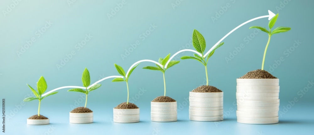 A visual representation of growth, featuring plants emerging from pots of soil, symbolizing investment and progress. A visual representation of growth, featuring plants emerging from pots of soil, symbolizing investment and progress.