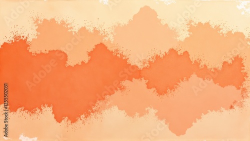 Close-up of textured, watercolored orange and beige stain on a muted backdrop, featuring softened hues and intricate, uneven patterns that convey a vintage charm photo