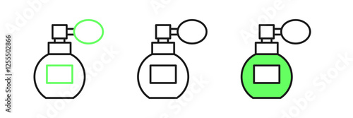 Set line Perfume icon isolated on white background. Vector