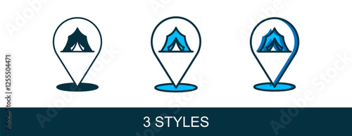 Filled outline Circus tent icon isolated on white background. Carnival camping tent. Amusement park. Vector