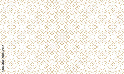 Abstract arabic seamless pattern line style design. gold islamic moroccan motif in texture geometric background