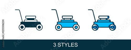 Filled outline Lawn mower icon isolated on white background. Lawn mower cutting grass. Vector