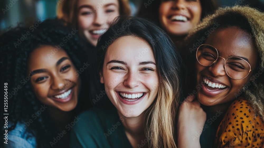 Obraz premium A joyful woman smiles warmly, radiating happiness and positivity