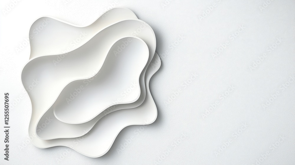 Abstract white shapes layered on a minimalist background for creative design and art projects Abstract white shapes layered on a minimalist background for creative design and art projects
