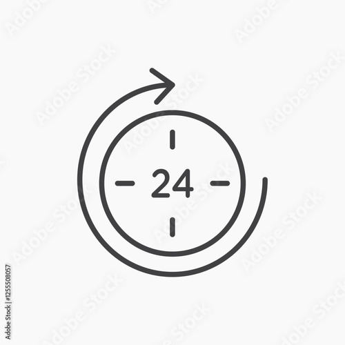 24 hrs vector icon isolated in black line