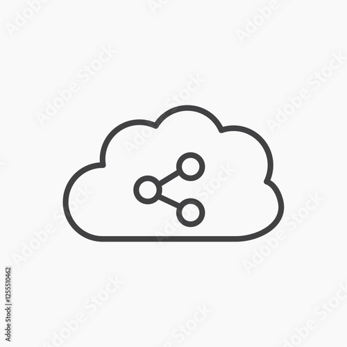 Cloud share vector icon isolated in black line