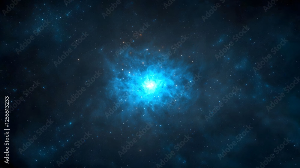 Fototapeta premium Stunning Blue Nebula with Stars and Cosmic Clouds in Deep Space