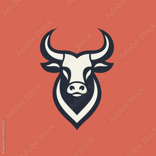 Bull Head Logo. Abstract Stylized Bull Head with Horns icon. Logo for steak house, meat restaurant or butchery. Taurus symbol. Vector illustration.
