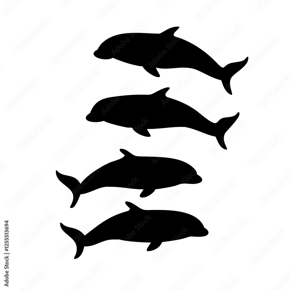 Fototapeta premium Whale Silhouette Collection - Stylish Vector Icons for Ocean-Inspired Branding and Decor