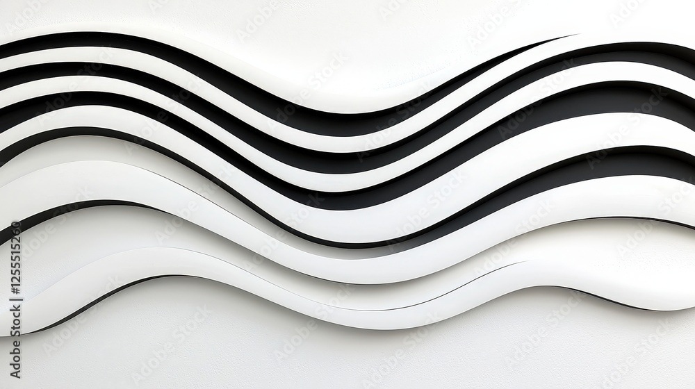 Obraz premium Abstract Display of Wavy Lines in Black and White on Smooth Background for Modern Design Concepts