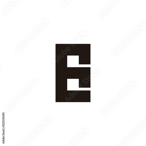 Letter E number 6 square geometric symbol simple logo vector