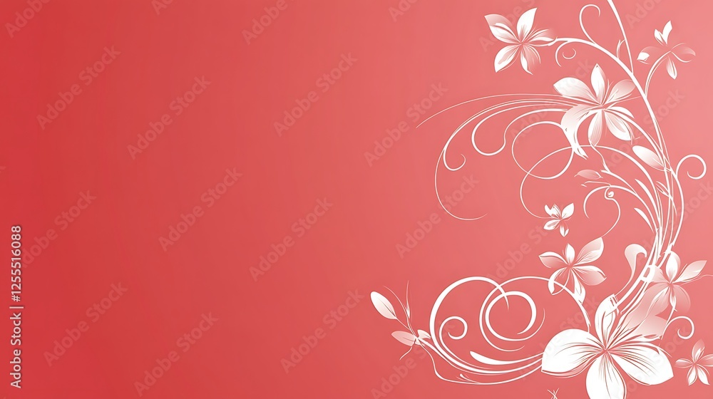 Elegant White Floral Design on Coral Background Elegant White Floral Design on Coral Background