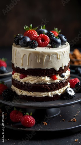 Wallpaper Mural A variety of cakes with berries including cheesecake chocolate cake and regular cake Torontodigital.ca
