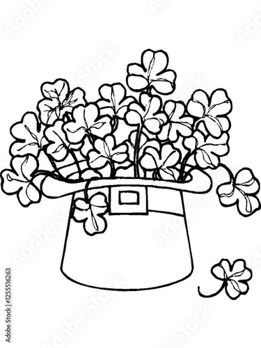 flower in a pot, clover, clover in a hat