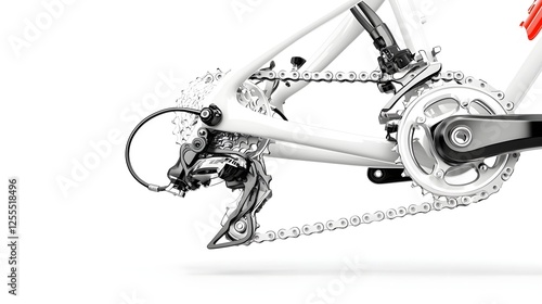 image of a rear derailleur in action isolated with sharp clarity  The precision gear mechanism is a critical component of a bicycle s drivetrain