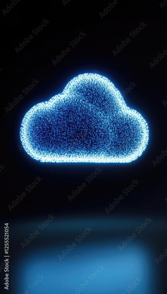Illuminating cloud technology concept digital space 3d visualization futuristic abstract blue glow Illuminating cloud technology concept digital space 3d visualization futuristic abstract blue glow