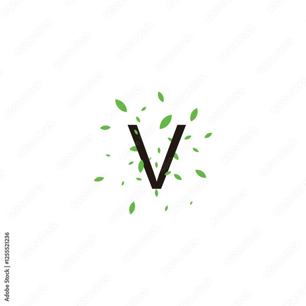 Letter V leaves geometric symbol simple logo vector Letter V leaves geometric symbol simple logo vector