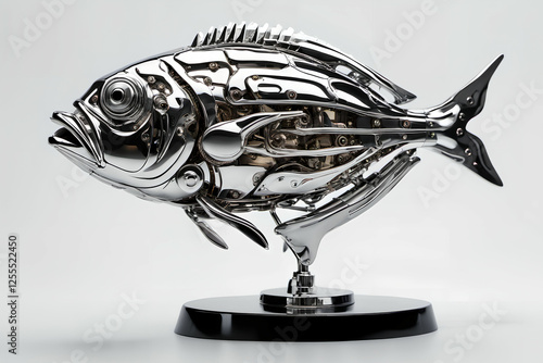 Mechanical chrome fish figu...