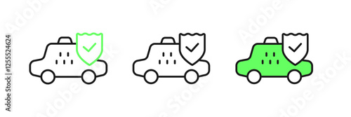 Set line Taxi car insurance icon isolated on white background. Vector