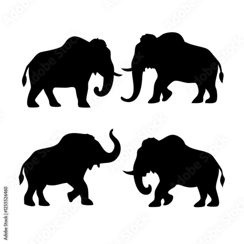 Woolly Mammoth Vector Icons - Perfect for Paleontology and Natural History Projects