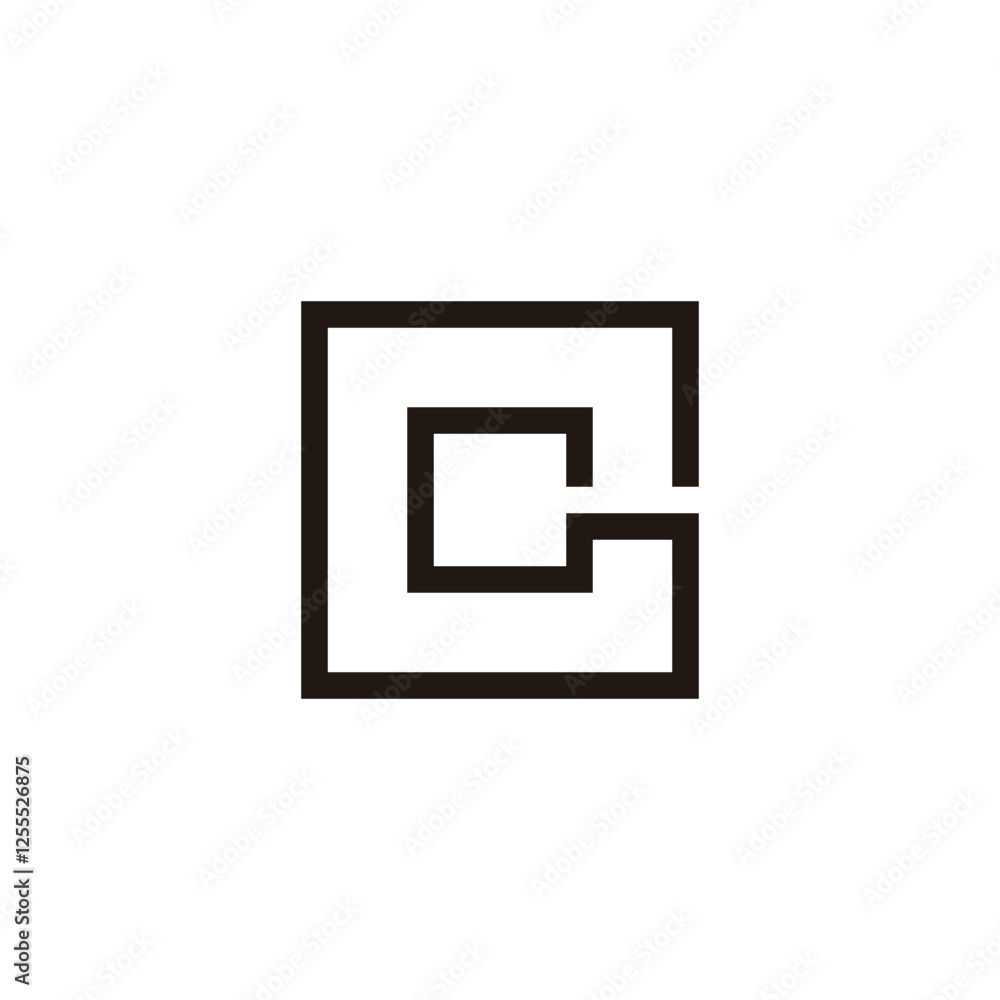 Letter C square, linear geometric symbol simple logo vector Letter C square, linear geometric symbol simple logo vector