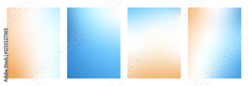 Blur beach gradient background . Gradation blue and orange beige background. Abstract backdrop sea water and sand. Ocean exotic wave. Vector tropical summer calm cover illustration.