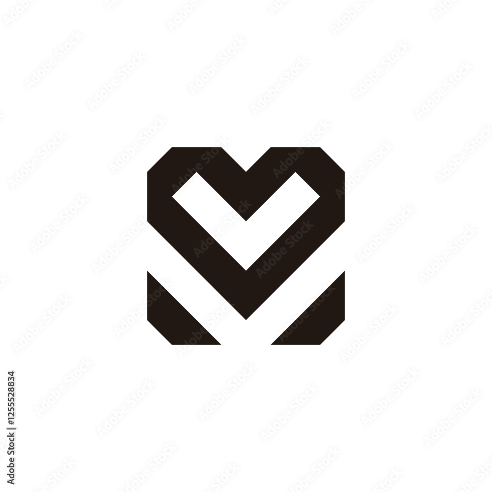 Letter M heart square geometric symbol simple logo vector Letter M heart square geometric symbol simple logo vector