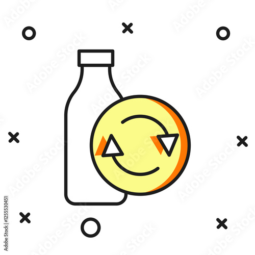 Filled outline Recycling plastic bottle icon isolated on white background. Flat filled outline style with shadow. Vector