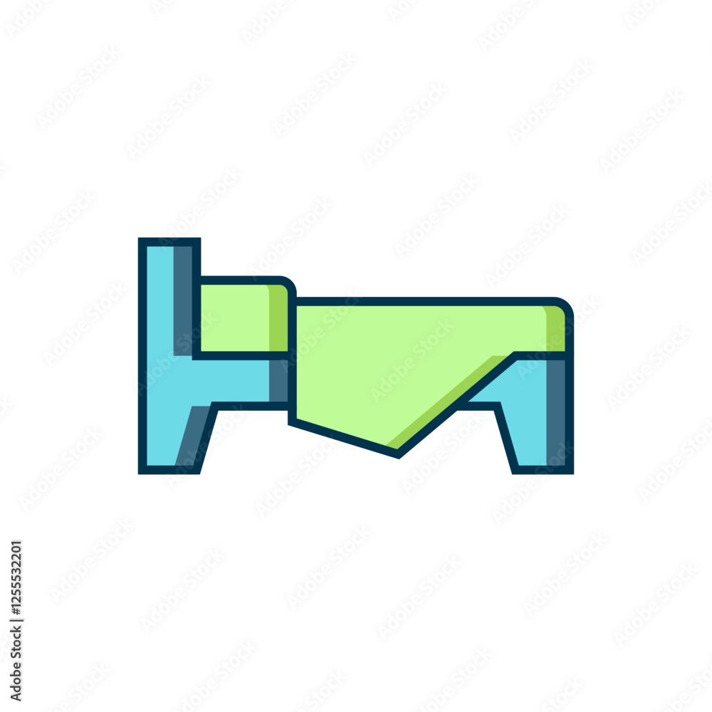 Filled outline Bed icon isolated on white background. Flat filled outline style with shadow. Vector