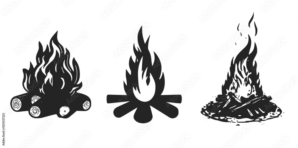Obraz premium fire silhouette on a white background