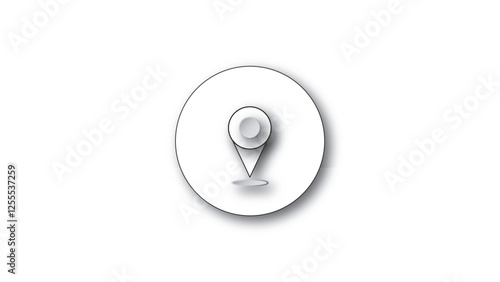 Abstract location indicator and location icon on white background.