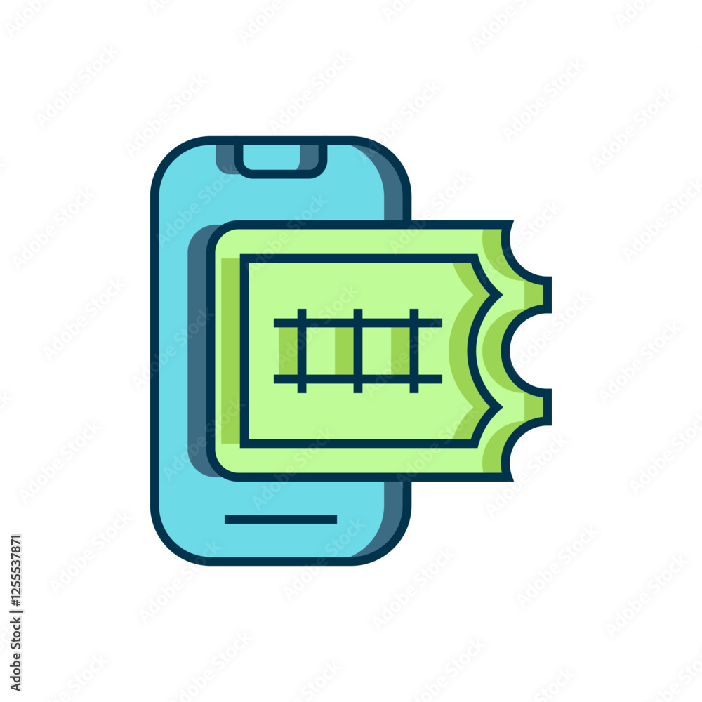 Filled outline Online ticket booking and buying app interface icon isolated on white background. E-tickets ordering. Electronic train ticket on screen. Flat filled outline style with shadow. Vector Filled outline Online ticket booking and buying app interface icon isolated on white background. E-tickets ordering. Electronic train ticket on screen. Flat filled outline style with shadow. Vector