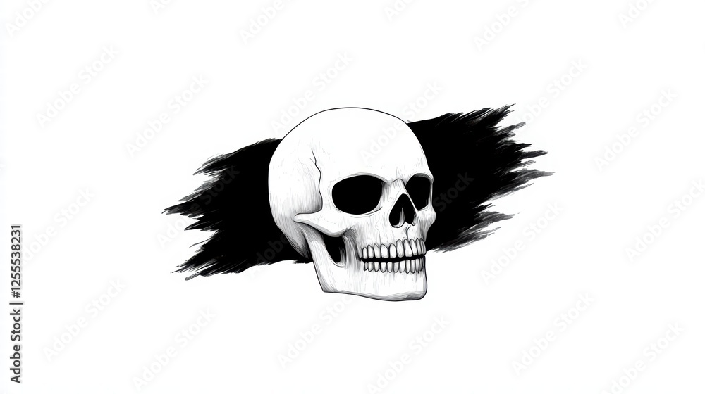 Fototapeta premium Detailed Illustration of a Human Skull with Abstract Background