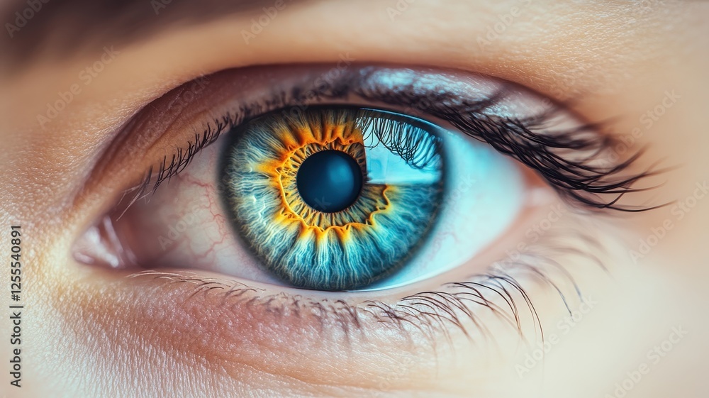 Eye examination of a patient in a clinical setting closeup view of iris and pupil details Eye examination of a patient in a clinical setting closeup view of iris and pupil details