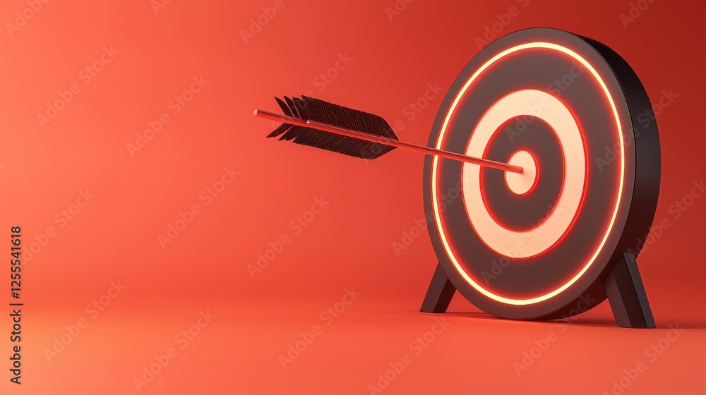 Red Target with Arrow Hitting Center for Achievement Concept Red Target with Arrow Hitting Center for Achievement Concept