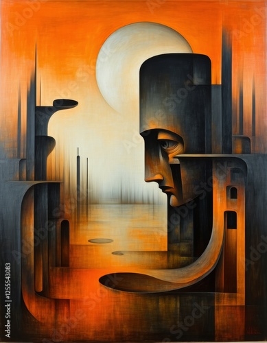 Large abstract human head, ...