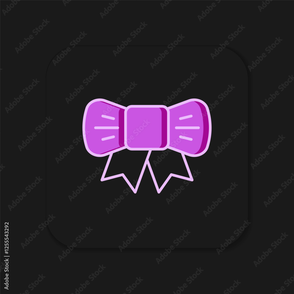 Fototapeta premium Filled outline Gift bow icon isolated on black background. Flat filled outline style with shadow. Vector