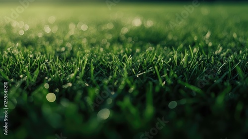 Closeup image of natural green grass socer field