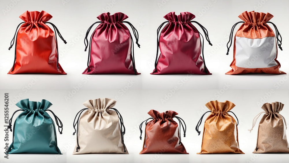 A Collection of Doypacks Isolated on a White Background for Packaging Solutions A Collection of Doypacks Isolated on a White Background for Packaging Solutions