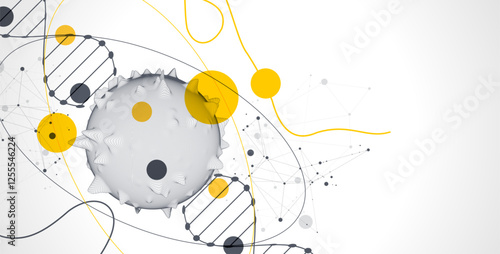 Abstraction on a scientific medical theme. Creative image of a DNA molecule with art elements.